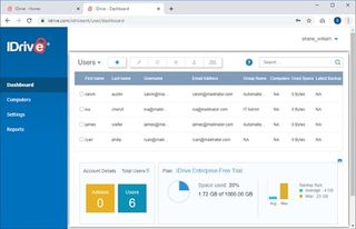 IDrive's web interface in use