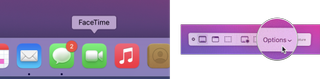Record a FaceTime call on Mac, showing how to Open FaceTime and click Options on the screen capture interface
