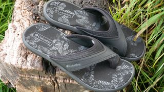 Columbia Kea II flip flops on some grass