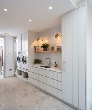 modern white laundry room and utility room