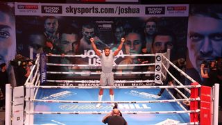 Anthony Joshua in the ring ahead of his fight with Usyk