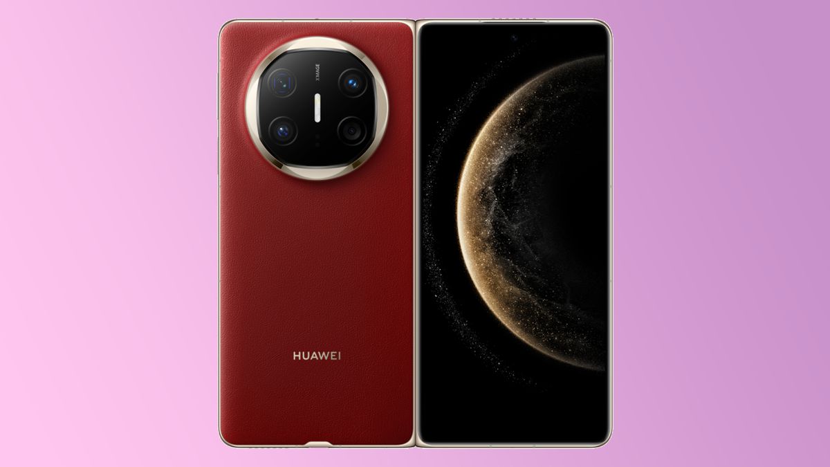 The Huawei Mate X6 on a pink background