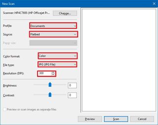 Windows Fax and Scan settings