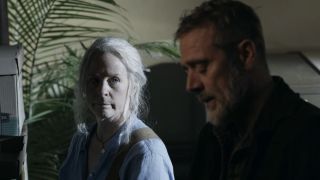 Carol reacting to Negan in The Walking Dead