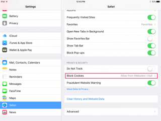 safari ios settings