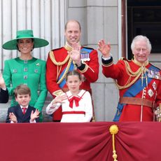 The royal family stands on the balcony of Buckingham Palace at Trooping the Colour in 2023