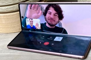 Samsung Galaxy Z Fold 2 review flex model Google Duo