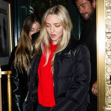 NEW YORK, NEW YORK - DECEMBER 16: (L-R) Sydney Sweeney, Amanda Seyfried and Brandon Sklenar are seen in Midtown on December 16, 2024 in New York City. 