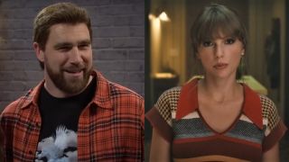 Travis Kelce on SNL, Taylor Swift in Anti-Hero video.