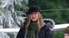 Jennifer Aniston wearing oversized coat 