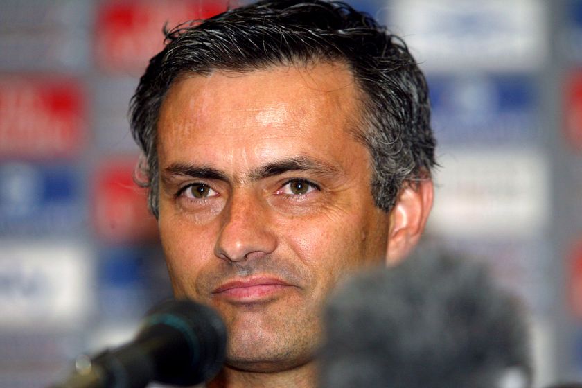 New Chelsea manager Jose Mourinho during a press conference, June 2004