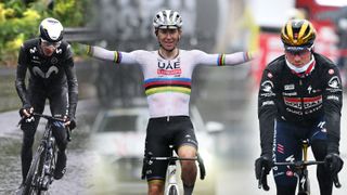 SAN LUCA ITALY OCTOBER 05 Tadej Pogacar of Slovenia and Team UAE Team Emirates celebrates at finish line as race winner during the 107th Giro dellEmilia 2024 a 2153km one day race from Vignola to Bologna San Luca 267m on October 05 2024 in San Luca Italy Photo by Dario BelingheriGetty Images