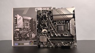 An Asus motherboard on a desk