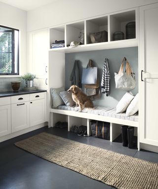 Boot room ideas by Benjamin Moore using Mushroom Icicle 2142-70