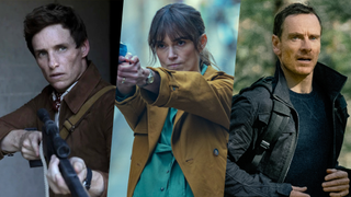 (L-R): Eddie Redmayne in &quot;The Day of the Jackal&quot; on Peacock; Kiera Knightley in &quot;Black Doves&quot; on Netflix; Michael Fassbender in &quot;The Agency&quot; on Paramount Plus with Showtime.