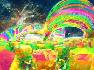 Rainbow coloured fractal patterns