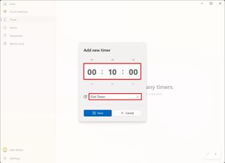 Windows 11 timer configuration