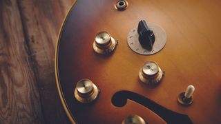 A detail of a Gibson 1964 ES-345 TD electric guitar, taken on October 21, 2014. 