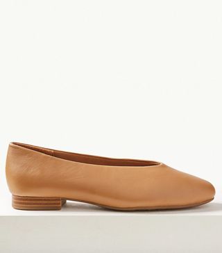 M&S Collection + Leather Square Toe Pumps