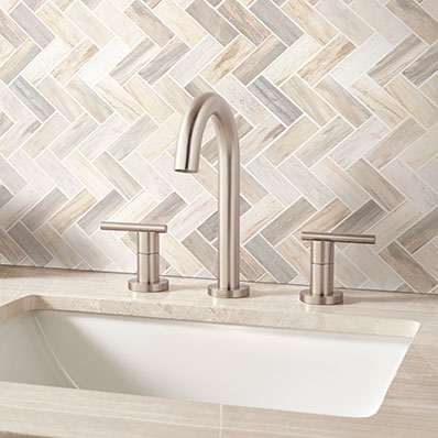 Angora Marble Backsplash Tile in bathroom