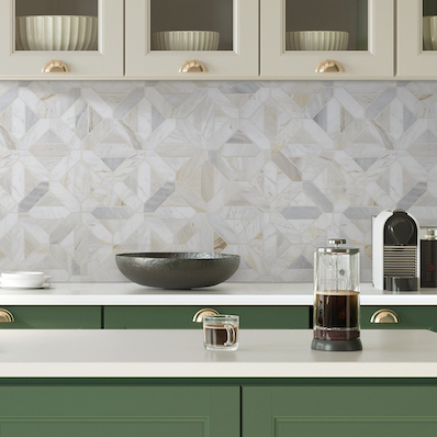 Athena Gold Backsplash Tile in kitchen