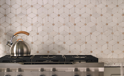 Specialty Shapes Backsplash Tile in kitchen