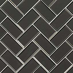 Metallic Gray Bevel Herringbone Tile Thumb