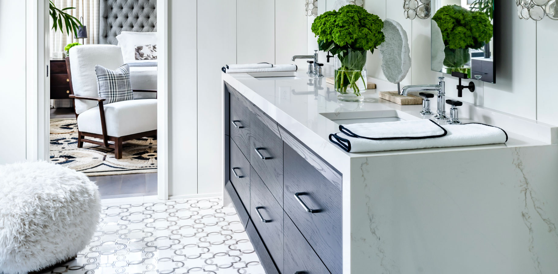 White Quartz Countertop Bathroom