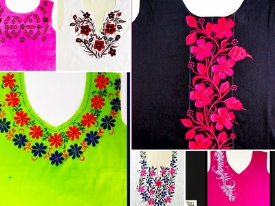 Designer Kurtis. Suits Neck Designs Part-2 | Easy Hand Painting Designs for Suits. Kurtis