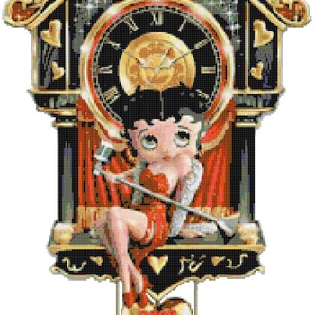 counted cross Stitch Pattern betty boop cuckoo clock 190*334 stitches CH2160