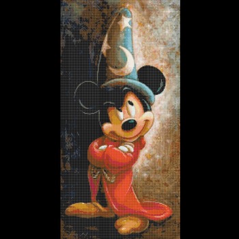 counted Cross stitch pattern disney Mickey fantasia 138x281 stitches CH1861