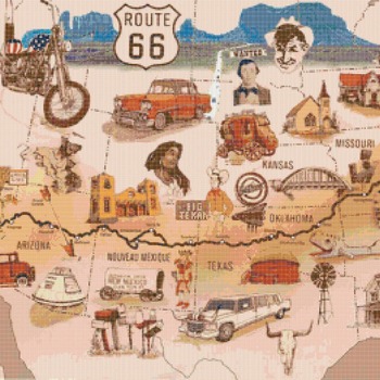 Counted cross stitch pattern american route 66  pdf 350x262 stitches CH1913