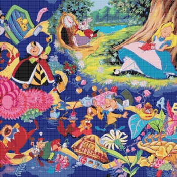 counted cross stitch pattern alice in wonderland chart 441x331 stitches CH865