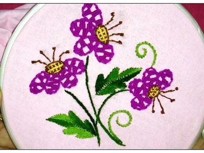 Hand embroidery stem stitch, Romanian stitch and Spider web variation