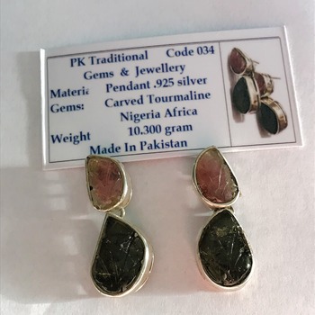 Carved Tourmaline Earrings