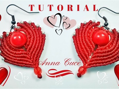 Tutorial earrings "Cuore- Heart" How to make easy macrame hearts for earrings for St Valentine's day