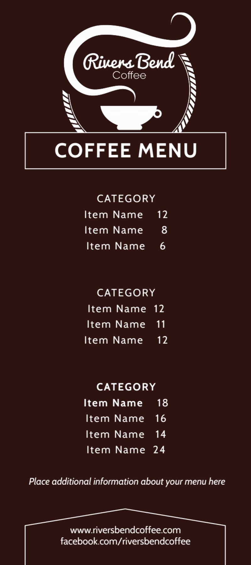 Coffee Menu Template Free