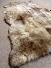 Beige Sheepskin Rug, Quadruple, 115 x 200 cm