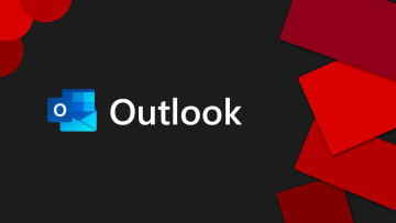 Outlook logo on a black and red background