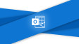 Outlook logo monochrome on blue and light grey background