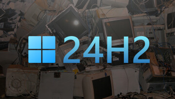 Windows 11 24H2 with old PCs in the background