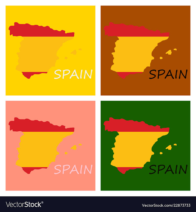 Map Of Spain With National Flag Isolated On White Vector Image Nohat Free For Designer