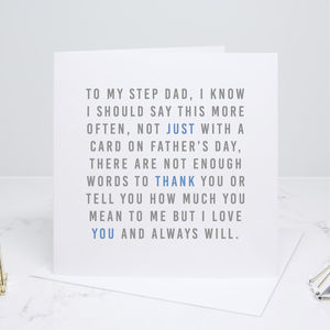 'Always' Step Dad Father's Day Card By Slice of Pie Designs