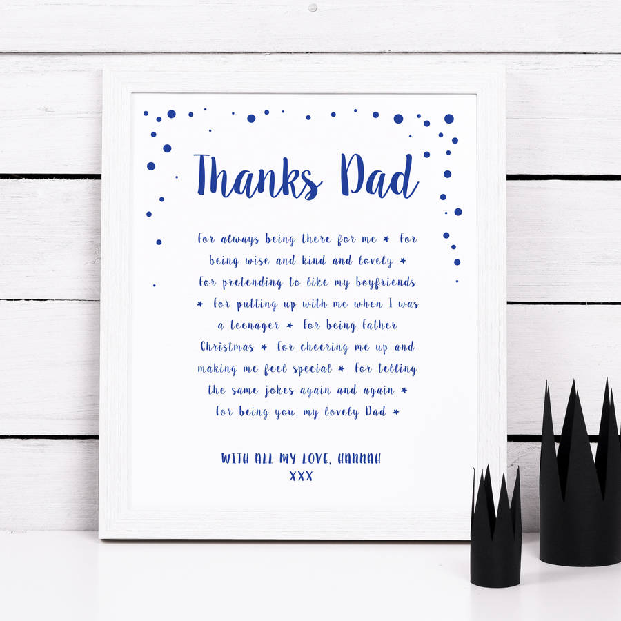 personalised 'thanks dad' print by elephant grey | notonthehighstreet.com