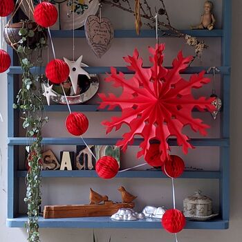 Honeycomb Paper Ball Garland Pinks And Red, 7 of 8