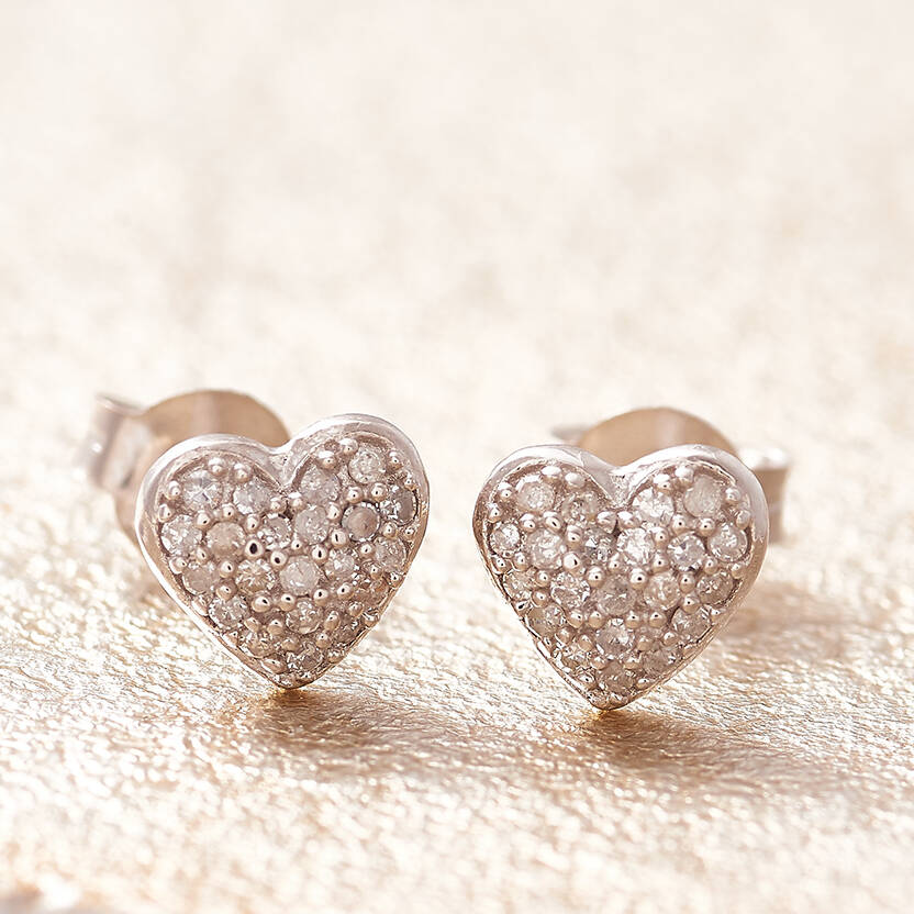 Diamond Earrings Tiny Heart Studs By Claudette Worters