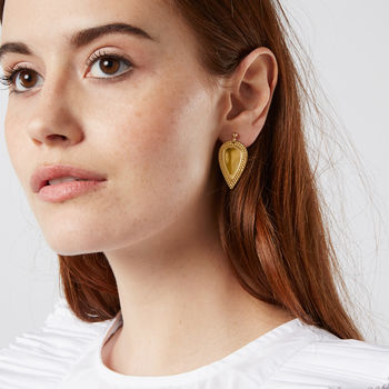 Teardrop Earrings In Gold Plate And Raw Brass, 6 of 8