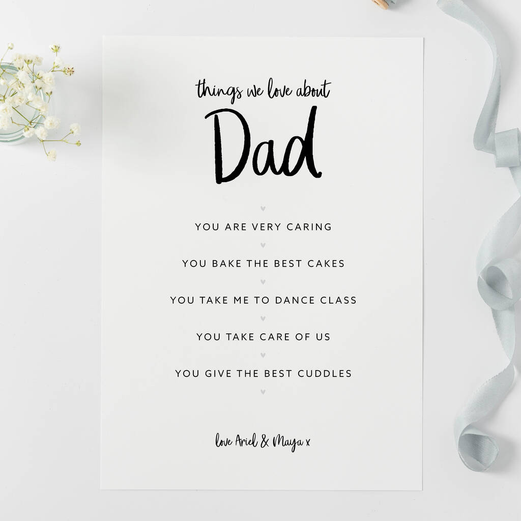 Things We Love About Dad Print By The Stamford Studio ...