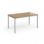 Flexi 25 rectangular table with silver frame 1400mm x 800mm - oak