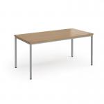 Flexi 25 rectangular table with silver frame 1600mm x 800mm - oak